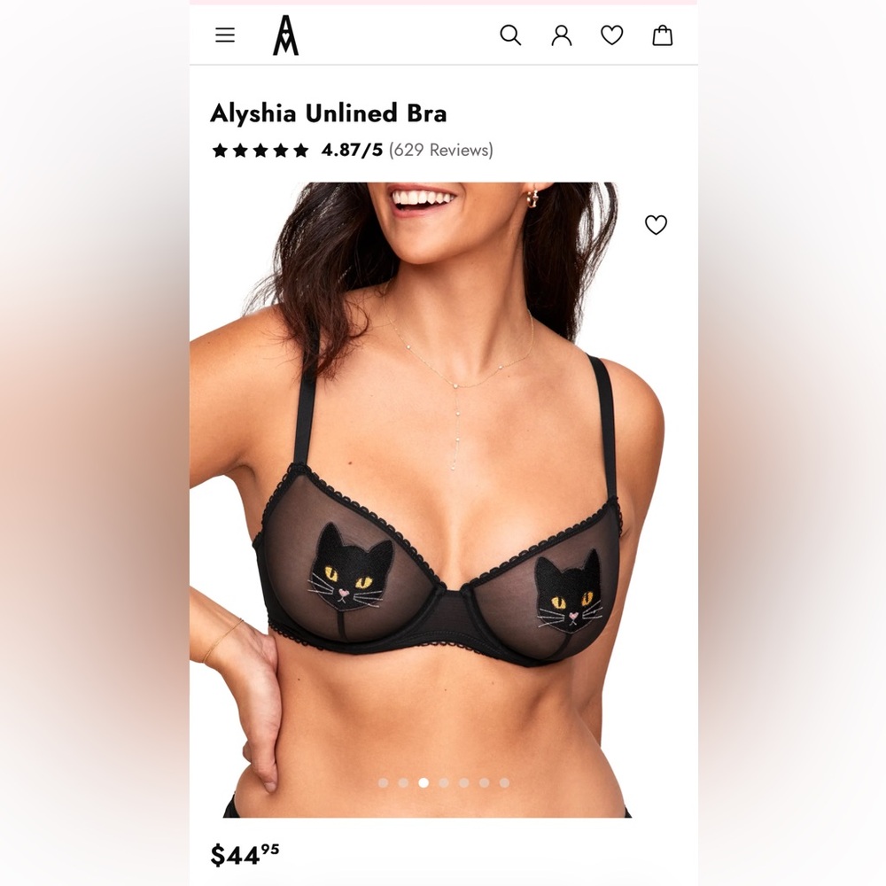 Adore Me 34DD Alyshia Unlined Bra Black cat NWOT - Picture 6 of 6